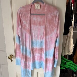Pink and Blue Tie-Dye Cardigan